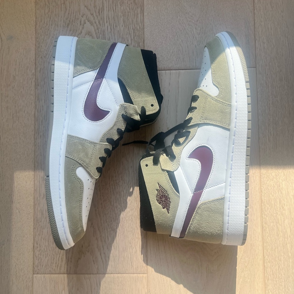 Nike Olive and Maroon High-Top Sneakers